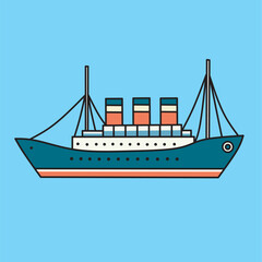 Yacht Passenger Ship. Vector illustration in minimalist design