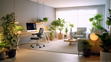 Modern office interior with furniture and equipment