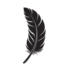 Papier peint Plumes Feather in cartoon, doodle style . Image for t-shirt, web, mobile apps and ui. Isolated 2d vector illustration in logo, icon, sketch style, Eps 10, black and white. AI Generative