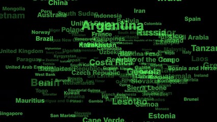 News backdrop showcases country names on black background for global adventure and tourism marketing