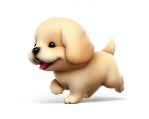 3D Cute smile little Golden Retriever kawaii character Realistic hatchling