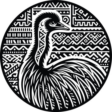 recommend clip art: emu, orchid, cassowary, bird, animal silhouette in ethnic tribal tattoo,
                    
                    