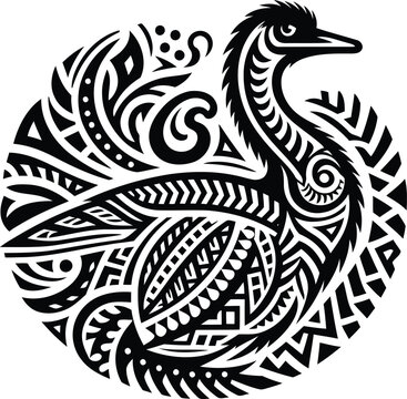 recommend clip art: emu, orchid, cassowary, bird, animal silhouette in ethnic tribal tattoo,
                    
                    