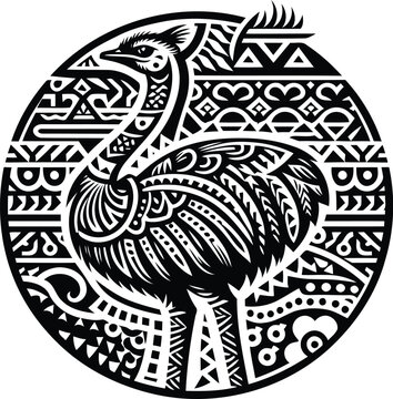 recommend clip art: emu, orchid, cassowary, bird, animal silhouette in ethnic tribal tattoo,
                    
                    