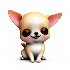 3D Cute smile little Chihuahua kawaii character Realistic hatchling