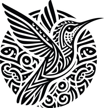 recommend clip art: hummingbird, animal silhouette in ethnic tribal tattoo,
                    
                    