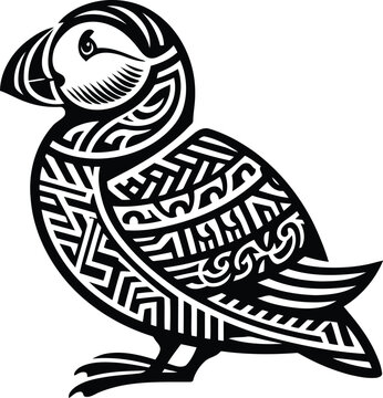 recommend clip art: puffin bird, animal silhouette in ethnic tribal tattoo,
                    
                    