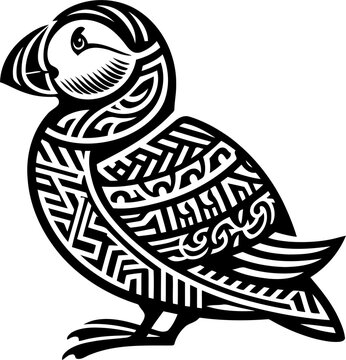 recommend clip art: puffin bird, animal silhouette in ethnic tribal tattoo,
                    
                    