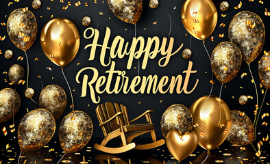 Happy Retirement Celebration with Golden Balloons