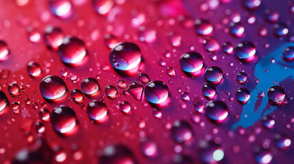 Seamless Symphony of Hues: Water Droplets Glistening on a Verdant, Crimson, and Lavender Palette