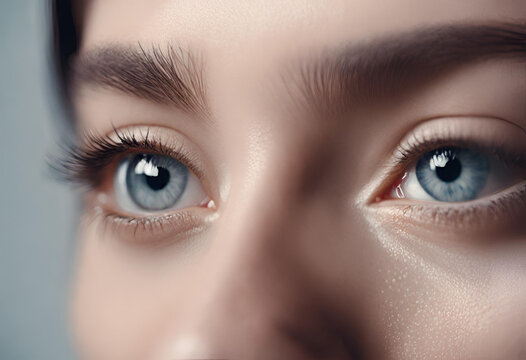 Detalhes dos olhos azuis de uma modelo feminina.