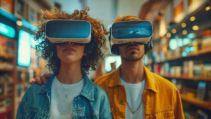 Identifying target audience, creative team using virtual reality to explore customer profiles, immersive