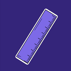 Vector design style straight ruler sticker in purple