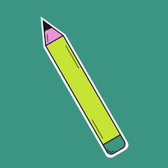 Simple pencil sticker and colorful vector design style