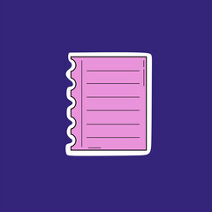 Note paper sticker torn from book and pink vector design style