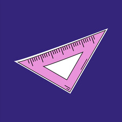 Vector design style triangle ruler sticker in pink