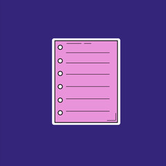 Simple note paper sticker and pink vector design style
