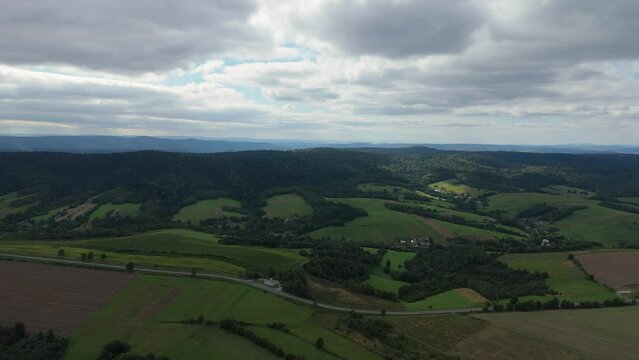 Beautiful Landscape Mountains Bieszczady Bircza Leszczawa Aerial View Poland