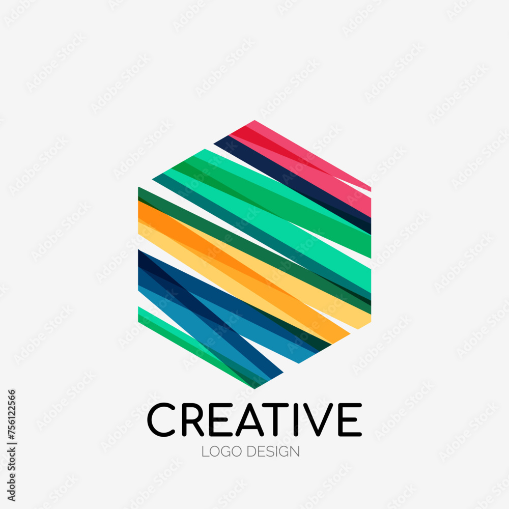 Poster Modern abstract logo design. Geometric vector art. Clean overlapping lines and abstract shapes. Perfect for modern brand