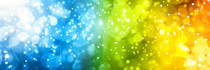 Abstract cyber nano network, blue green background, big data innovation, ai line dot communication