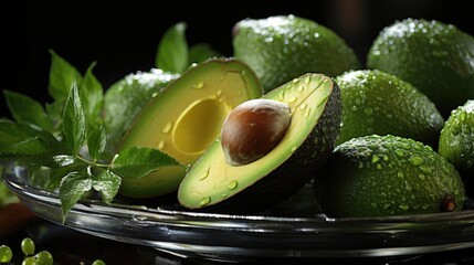 beautiful side view of sweet green avocado slices