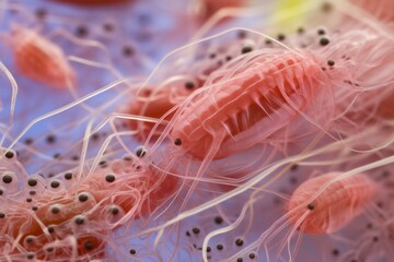 A close up view of microscopic organisms revealing their intricate details