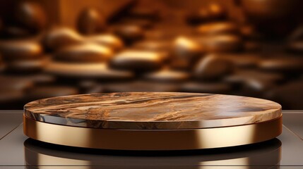 Obraz premium podium product stand or display with gold, luxury background and cinematic light