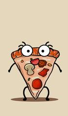 Original hand drawn cartoon delicious pizza illustration poster material
