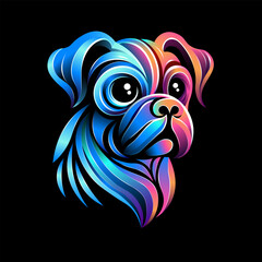 Cute Pug Dog Vector Illustration With Gradient Color