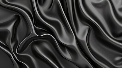Exquisite black silk fabric texture creating a delicate and elegant background design concept