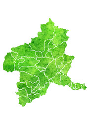 群馬　地図　緑　水彩　アイコン