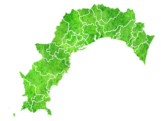 高知　地図　緑　水彩　アイコン
