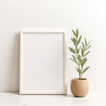 Canvas frame wall mockup with decoration