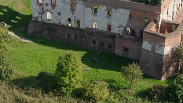 Castle Ruins Park Forest Krupe Aerial View Poland