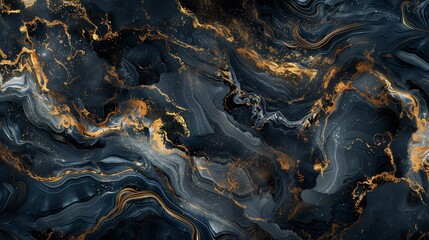 Blue and Gold Marble Texture Abstract