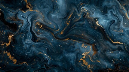 Blue and Gold Marble Texture Abstract