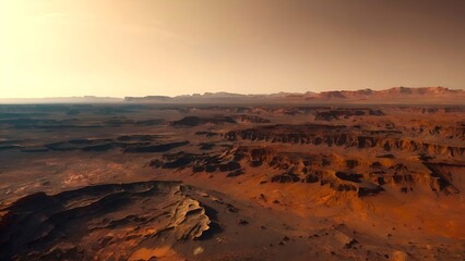 Fototapeta na wymiar outdoor martian planet surface landscape background. sunset in mars planet 