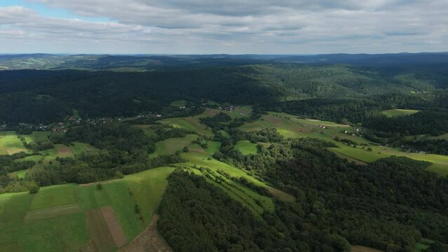 Beautiful Landscape Mountains Bieszczady Bircza Leszczawa Aerial View Poland