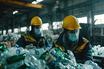 Workers Sorting Recyclable Materials in Plant