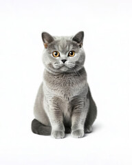 British shorthair in front of a white wall