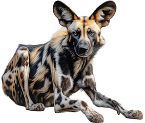 Colored-pencil sketch of an African Wild Dog.