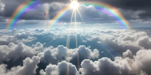 Foto op Plexiglas 広大に広がる風景にかかる虹,generative ai © 隼人 原