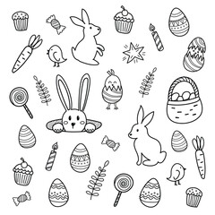 Easter icons doodles hand drawn - 756127160