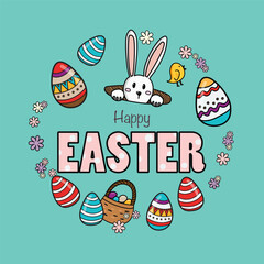 Happy Easter Poster with easter eggs - 756127190