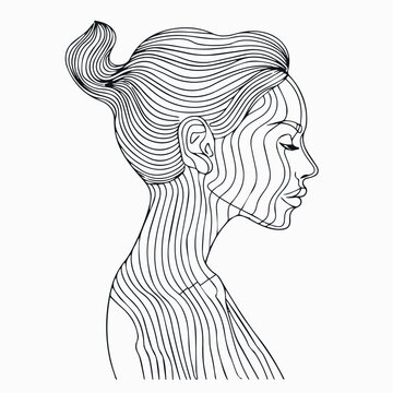 Silhouette of woman in cartoon, doodle style . Image for t-shirt, web, mobile apps and ui. Isolated 2d vector illustration in logo, icon, sketch style, Eps 10, black and white. AI Generative