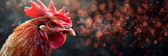 rooster in the farm,
Sick Chicken: Avian Influenza Bird Flu Concept - obrazy, fototapety, plakaty