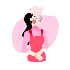 The beautiful chef with apron