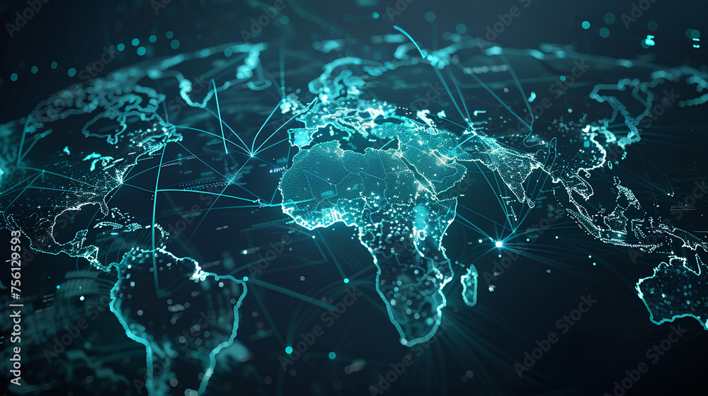 Canvas Prints abstract world map concept of global network and connectivity international data transfer and cyber 