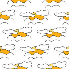 Sunny weather. Summer seamless pattern. Warm bright background. Sun rays and clouds. Hand drawn vector illustration. wallpaper abstract texture print ornament fabric paper fashion