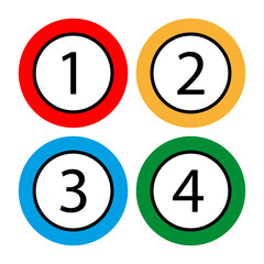 Numbered Colorful Circles 1 to 4. EPS 10.
